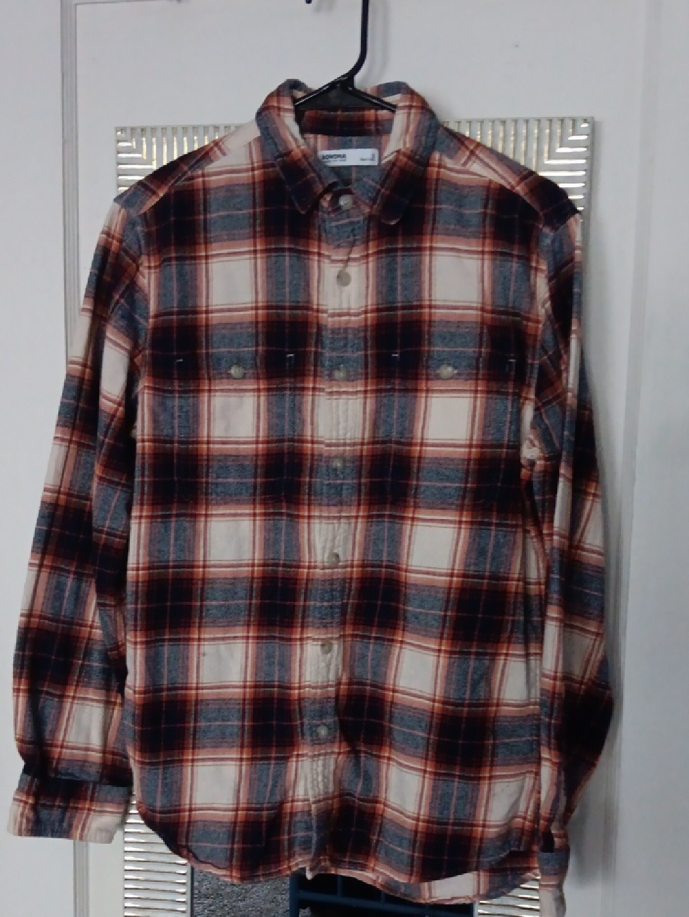 Sonoma Plaid Shirt in Navy, Rust & Cream